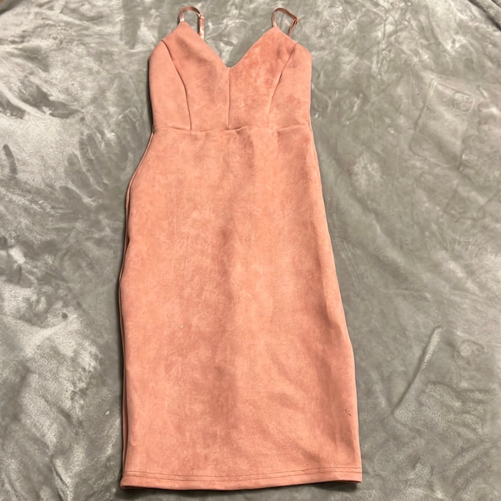 Pink Suede Midi Dress